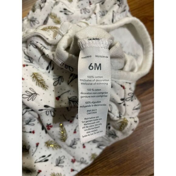 Carters Holiday snap closure one piece baby girl outfit - Picture 3 of 5